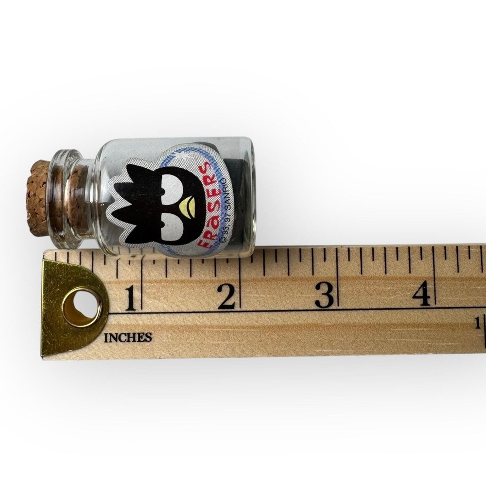 Rare Vintage 1997 Sanrio Bad Badtz Maru Penguin Corked Glass Bottle of Erasers - Picture 7 of 8